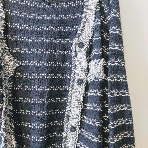 R•Q•T Button Down Cardigan Navy Blue Size Medium - Picture 6 of 9